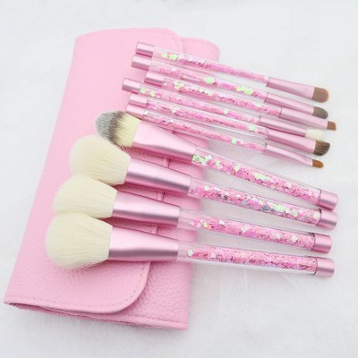 10pcs artificial fiber fluffy Crystal makeup brush wholesale